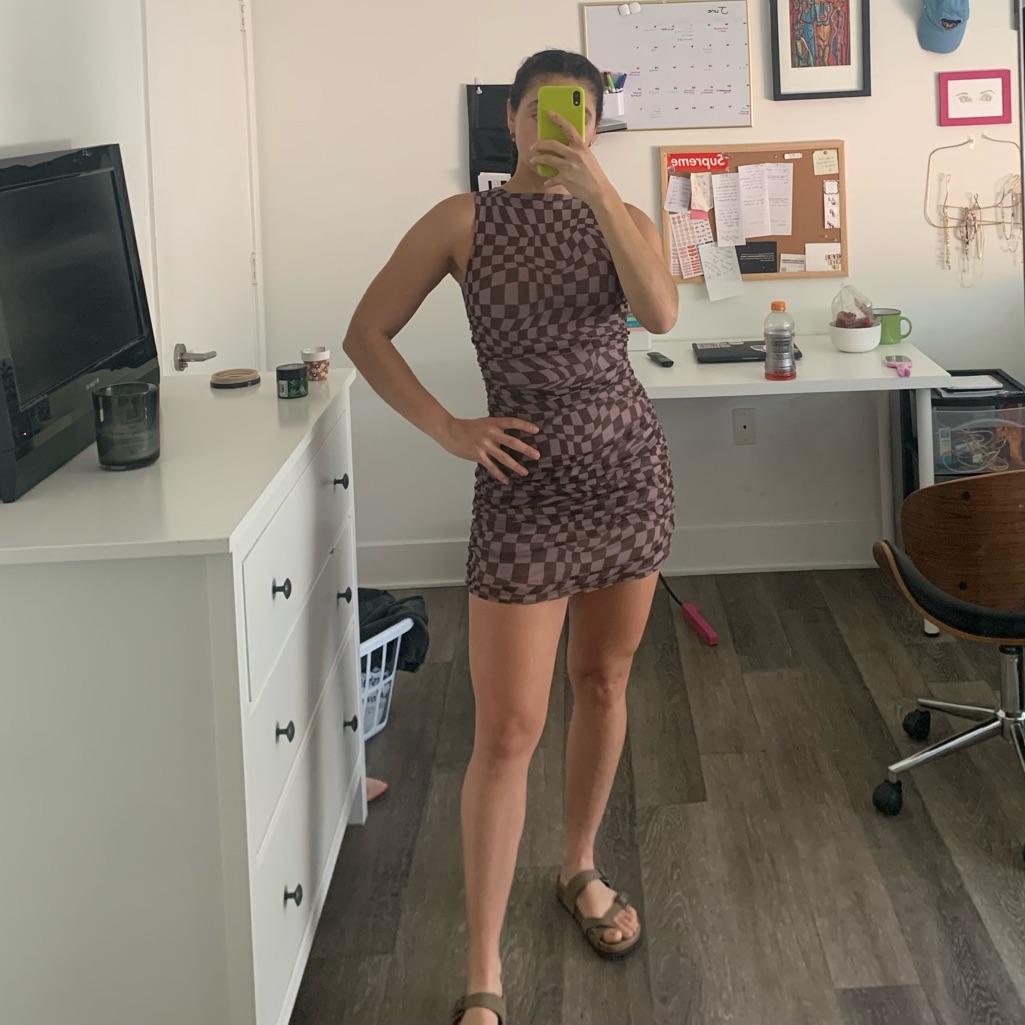 Checkered Mini Ruffled Dress